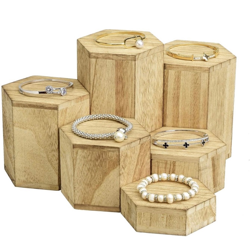 Wooden 6 Pcs Hexagon Risers for Display